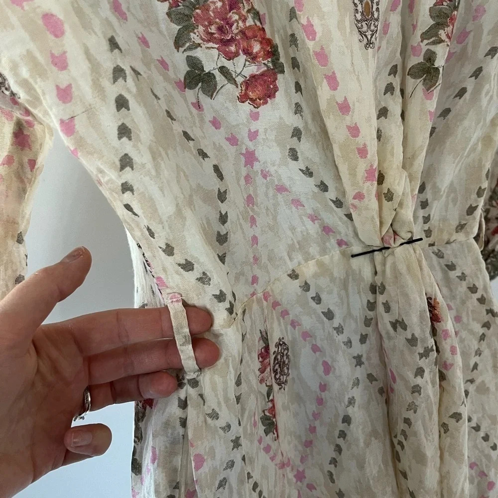 Stunning Cottagecore maxi dress/Gold foil detail/ Size France 44 (Size US 12/L) - Picture 5 of 16